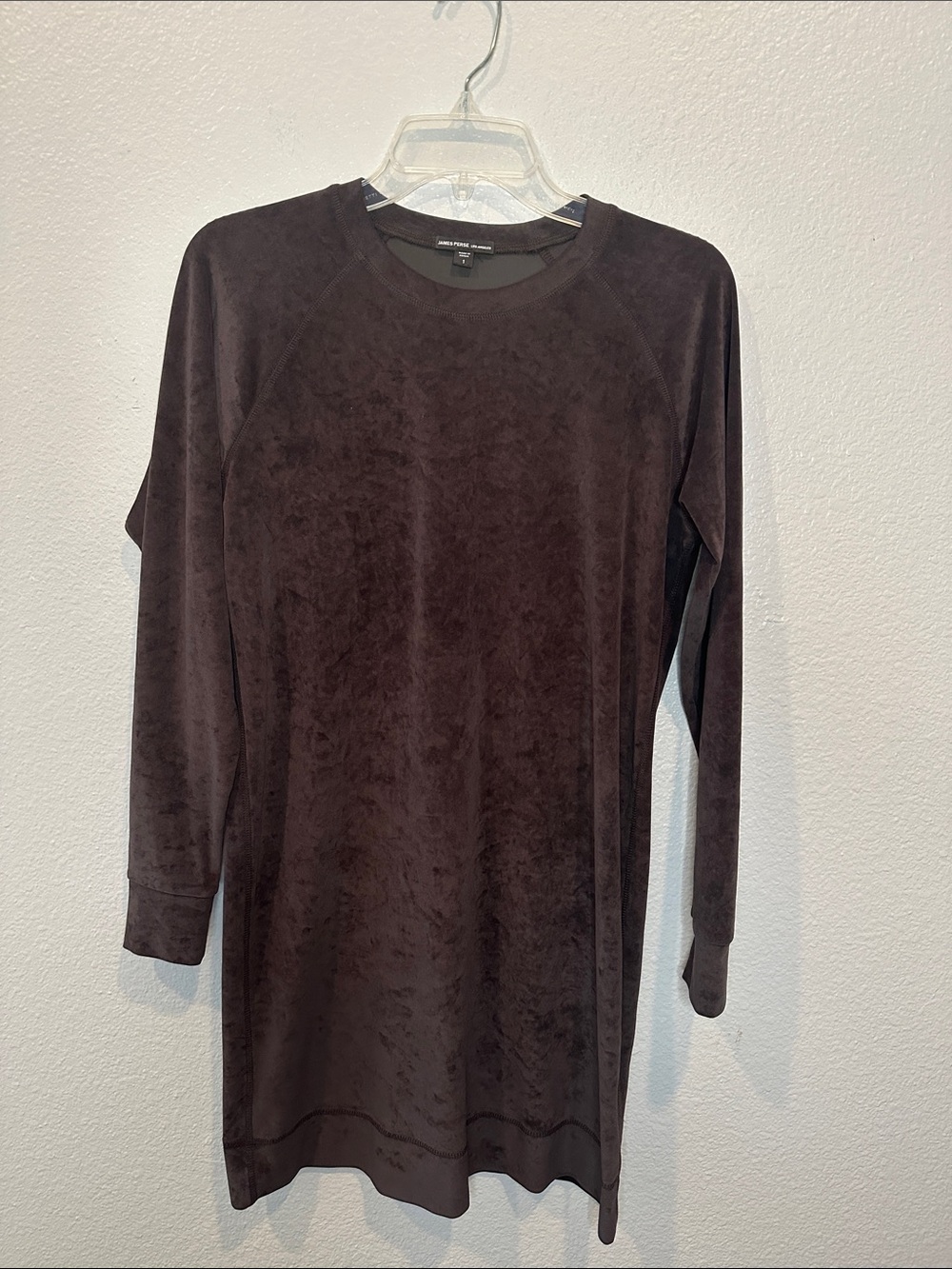 James Perse Velvet Raglan Sweatshirt Dress Brown Size 1 Small